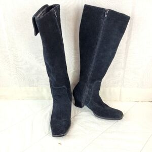 Newport News black suede tall boots side pockets zippers witchy whimsigoth 8.5